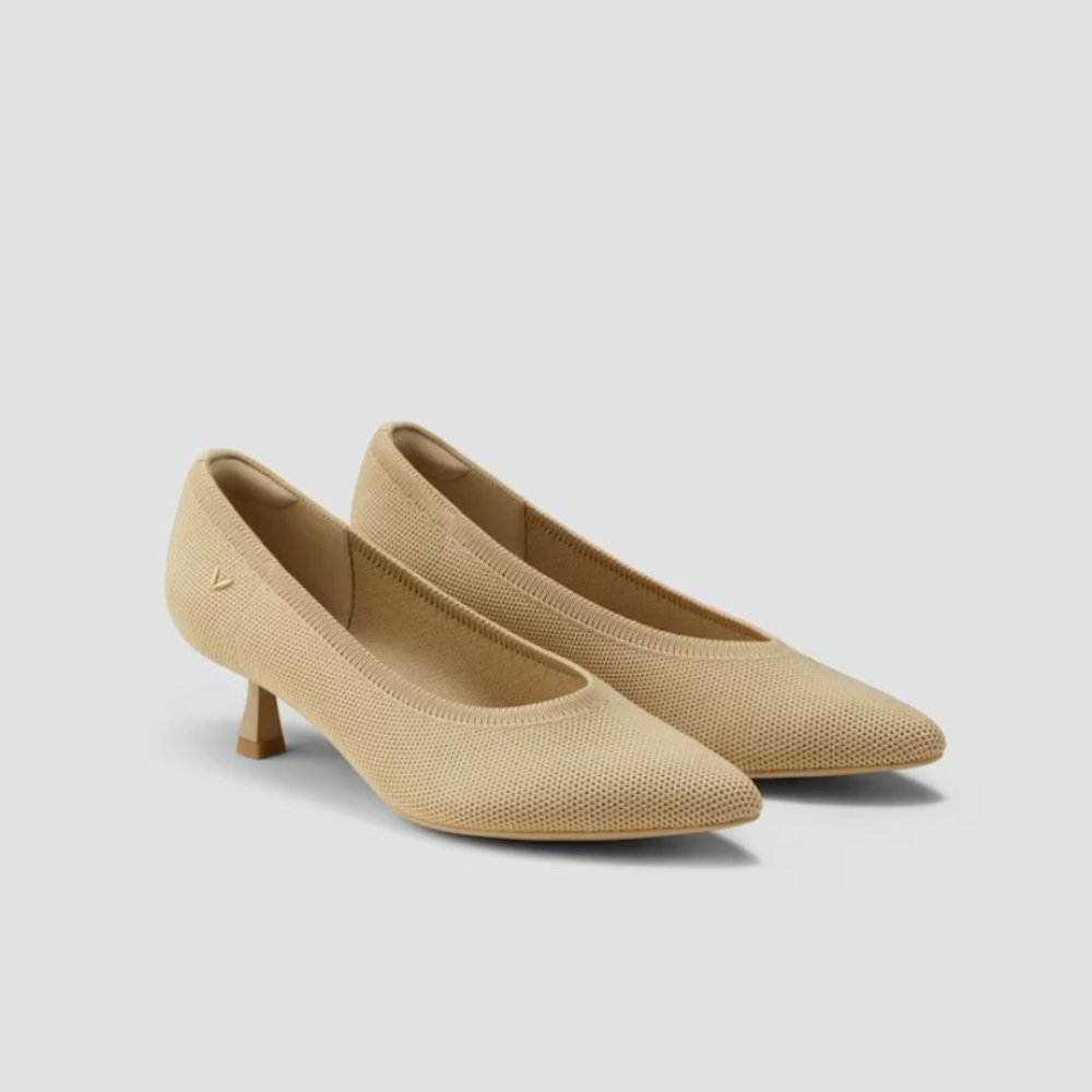 Vivaia Pointed Toe Kitten Heels - Color Almond Size 38.5 (7.5 US)